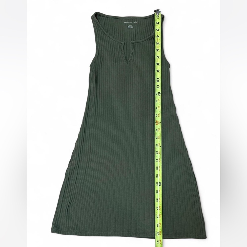 American Eagle Outfitters Olive Green Ribbed Mini Dress - Picture 3 of 4